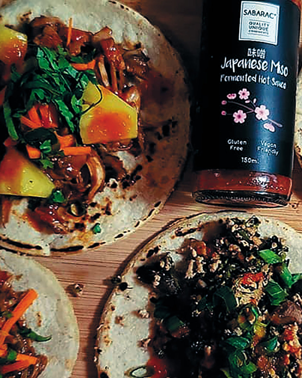 Jackfruit tacos with Japanese Miso Hot Sauce